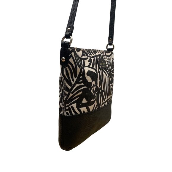 Kate Spade New York Black & White Palm Prin Adjustable Strap Crossbody Bag Sz M - Picture 6 of 11